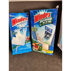 NOS DISC Windex Outdoor All-in-One Glass Cleaning Tool Kit; 4 extra pads; sealed